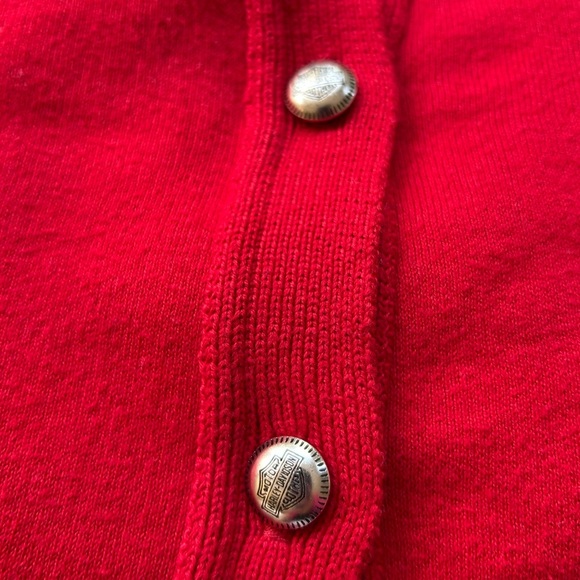 Harley-Davidson Silver Button Red Sweater Harley-Davidson on back Women M - Picture 4 of 11